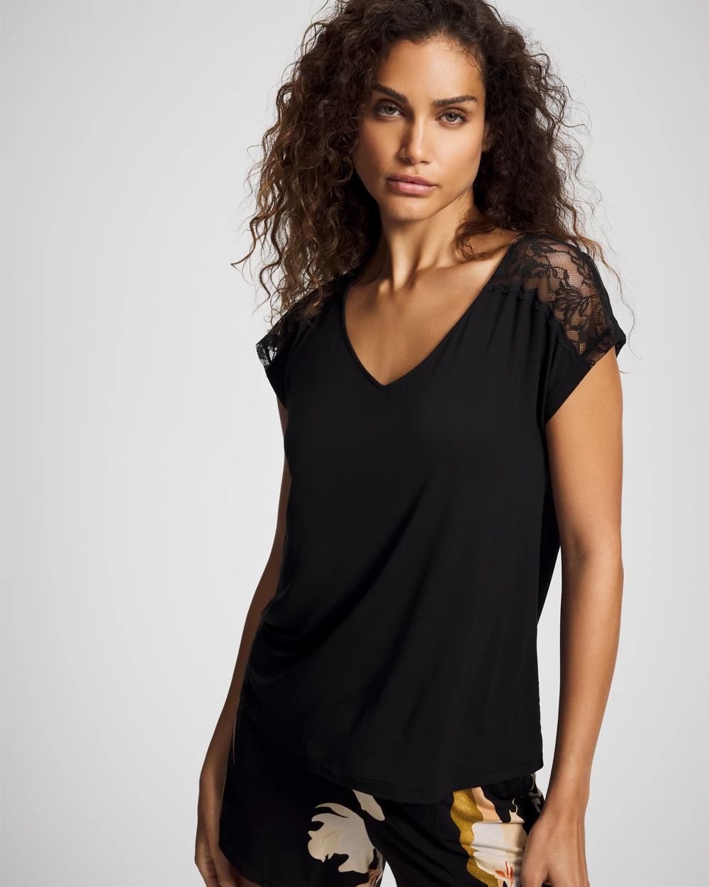 Cool Nights Short Sleeve Lace Pajama Tee