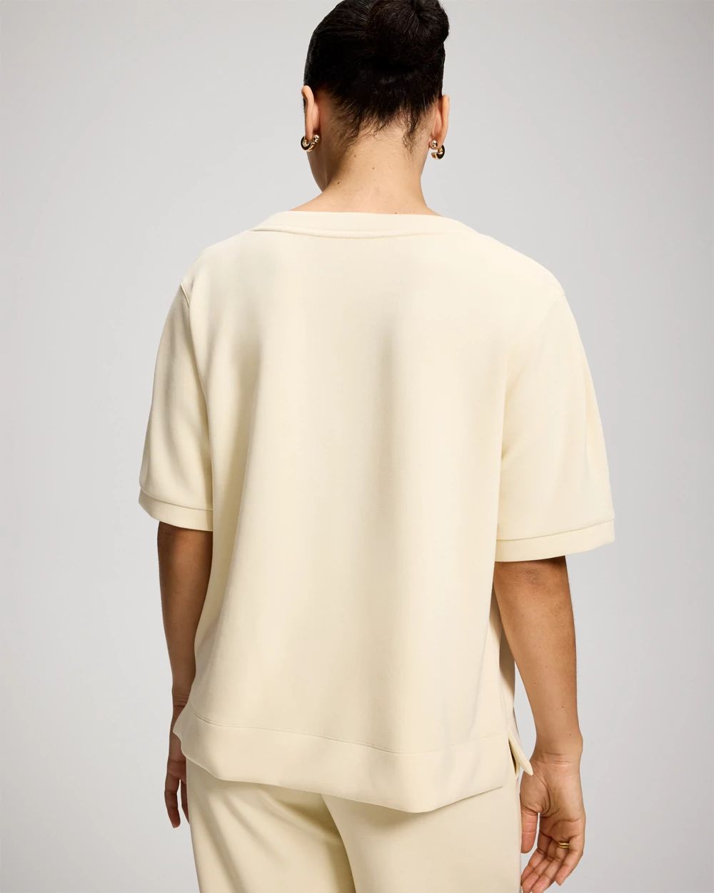 Modern Modal Puff Sleeve V-Neck Sweatshirt