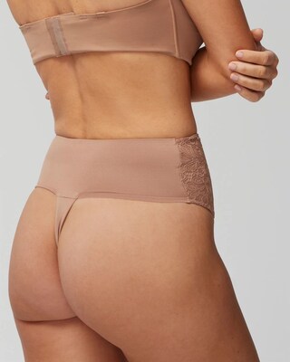 High-Waist Thong Panty With Lace click to view larger image.
