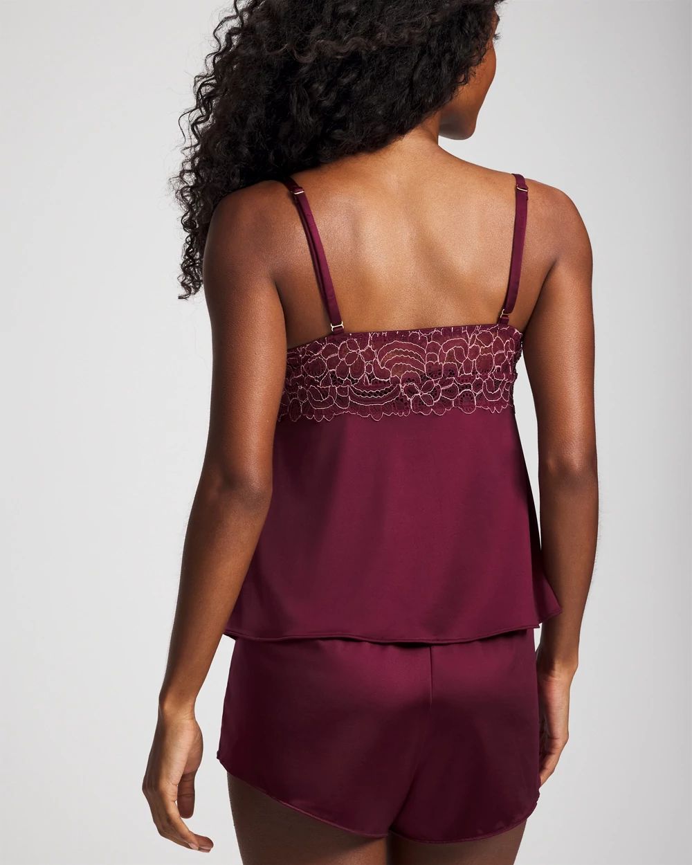 Stretch Luster Knit Lace Pajama Cami