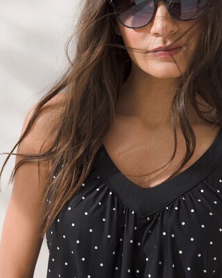 Metallic Dot V-Neck Tankini Swim Top