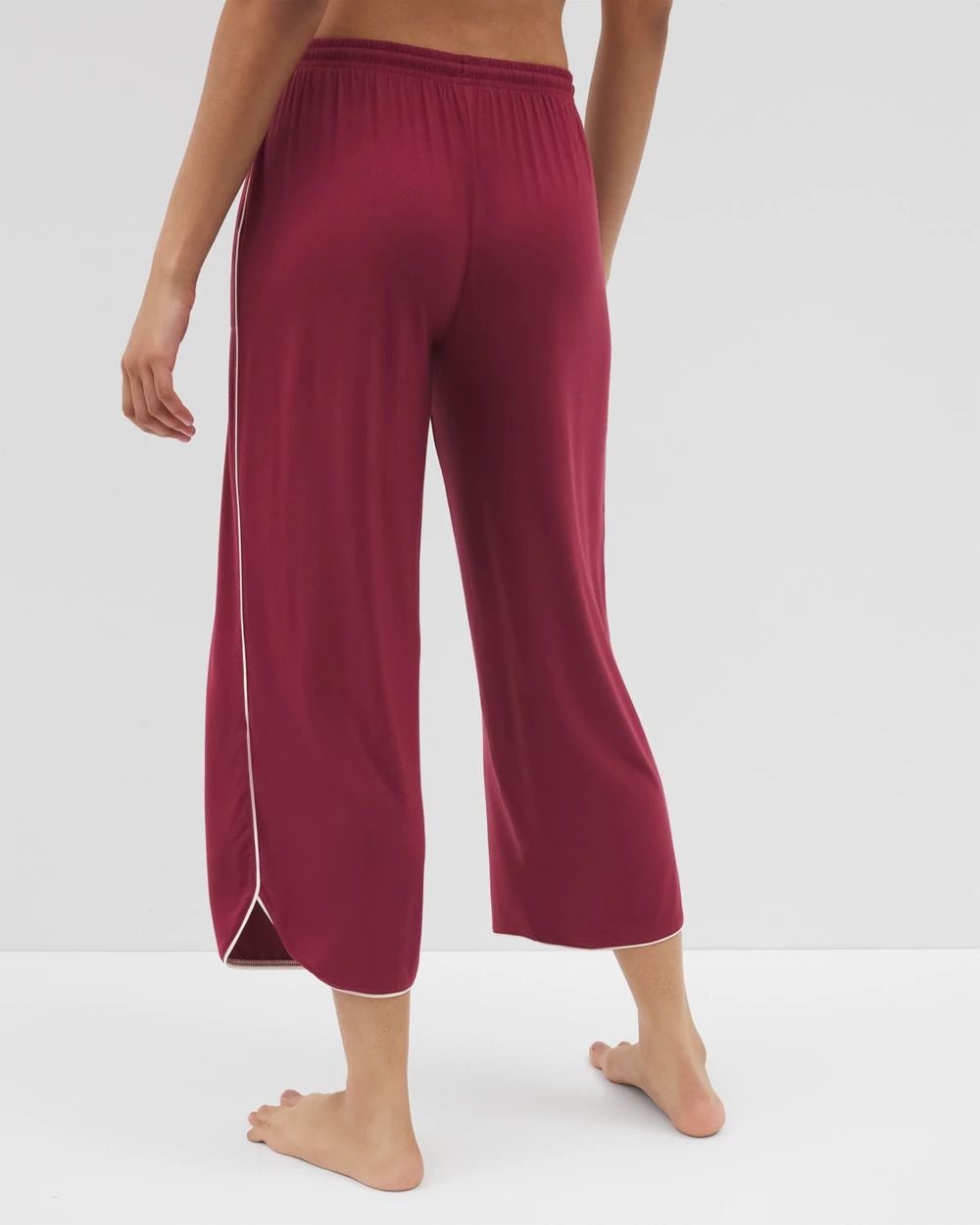 Cool Nights Solid Piped Crop Pajama Pant
