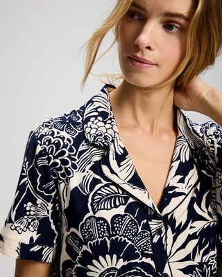 Short Sleeve Notch Collar Pajama Top click to view larger image.