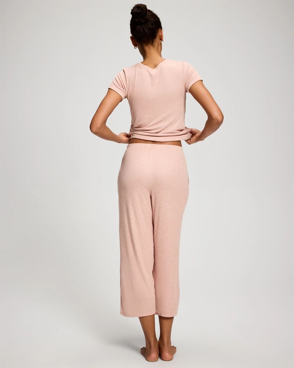 Lightweight Rib Knit Crop Pajama Pants click to view larger image.
