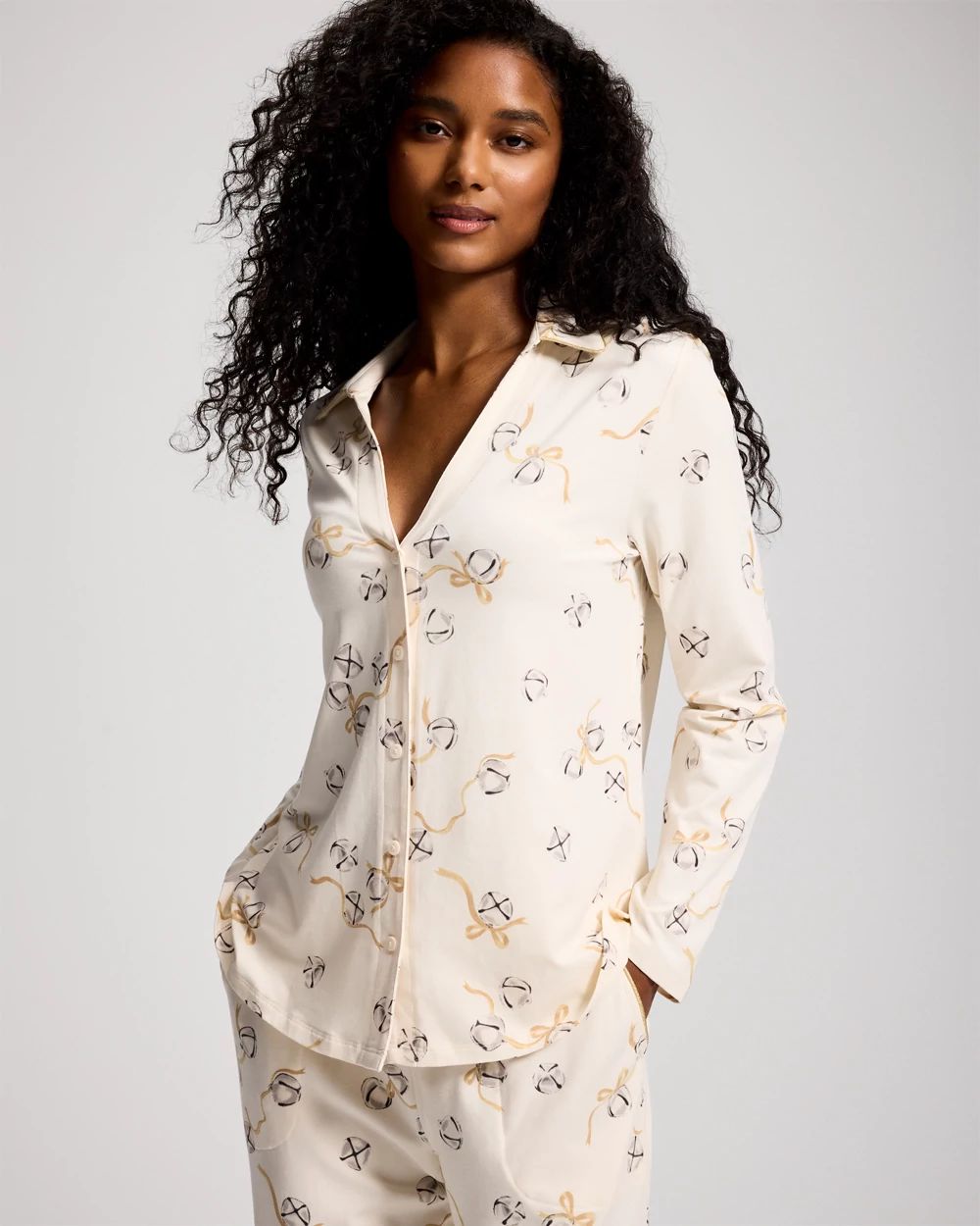 Embraceable Long-Sleeve Notch Collar Pajama Top