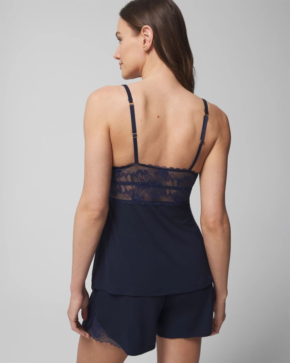 Pajama Cami With Plunge Necklline click to view larger image.