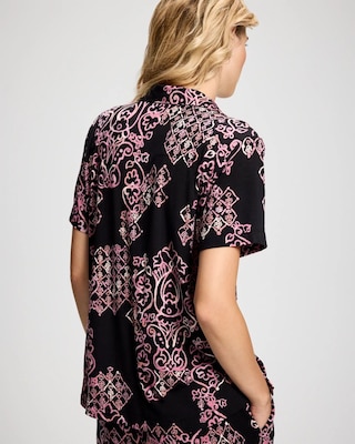 Short Sleeve Notch Collar Pajama Top click to view larger image.