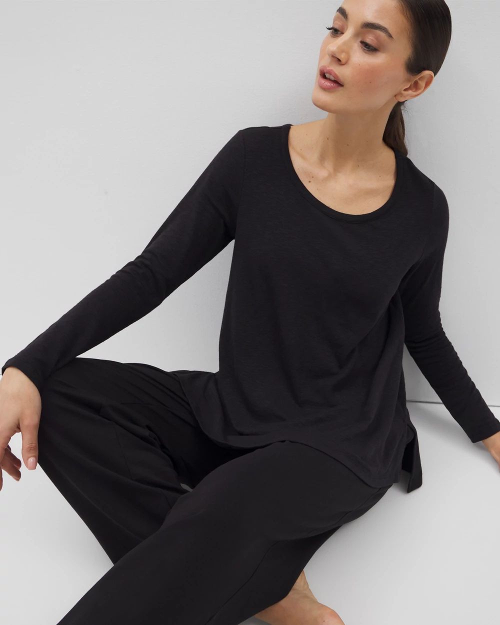 Cotton Slub Long-Sleeve Top