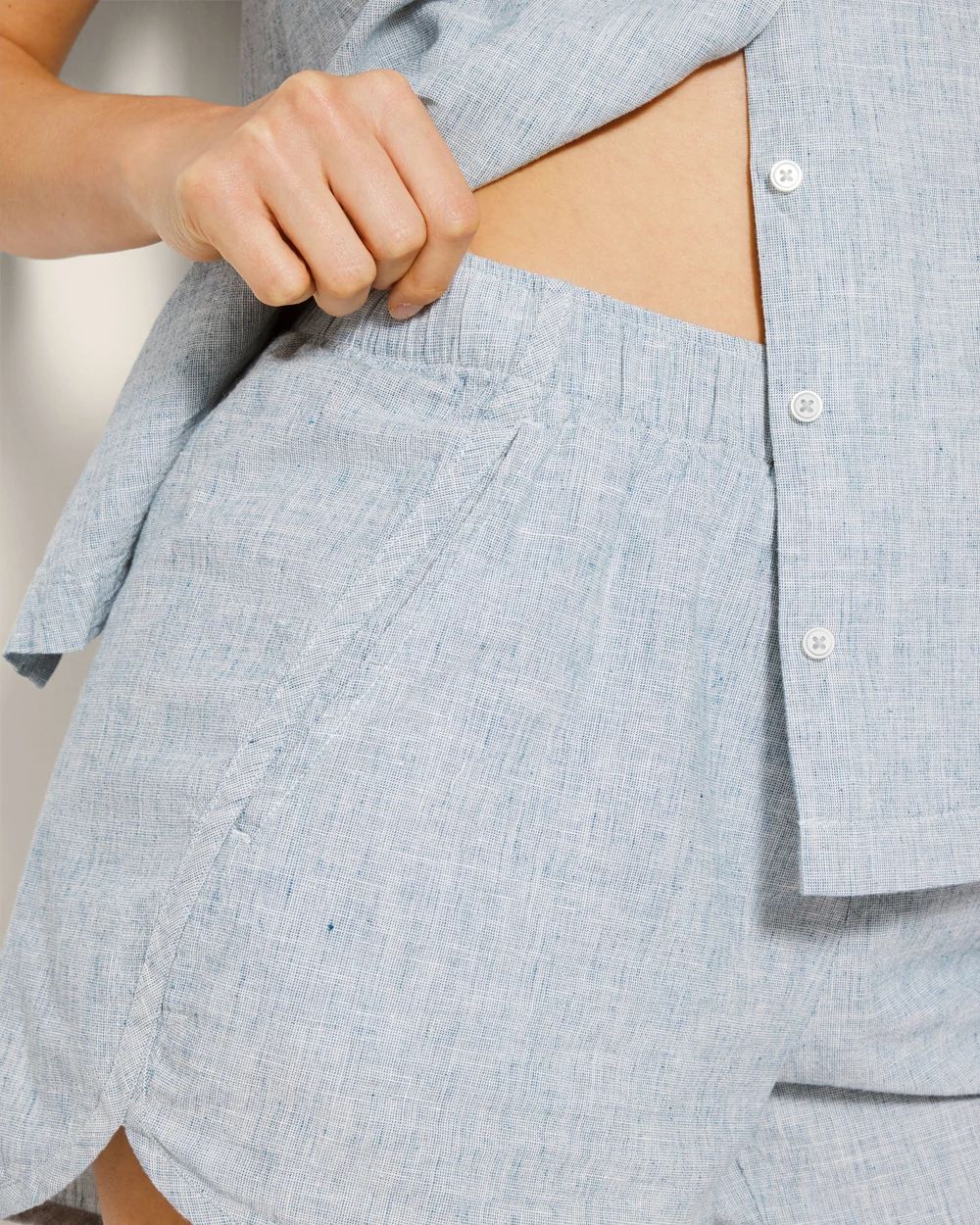 Laundered Cotton Pajama Shorts