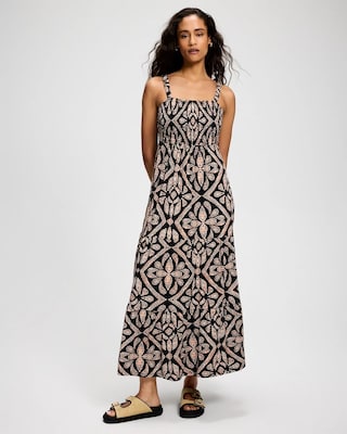 Soft Jersey Smocked Bodice Maxi Bra Dress