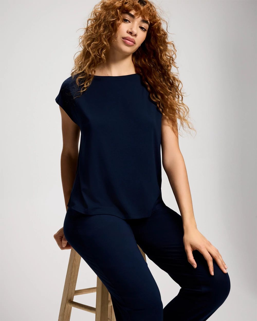 Short Sleeve Boat Neck Top click to view larger image.
