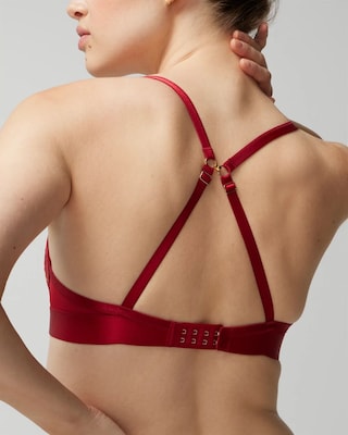 Plunge Bra with Linework Metallic Embroidery