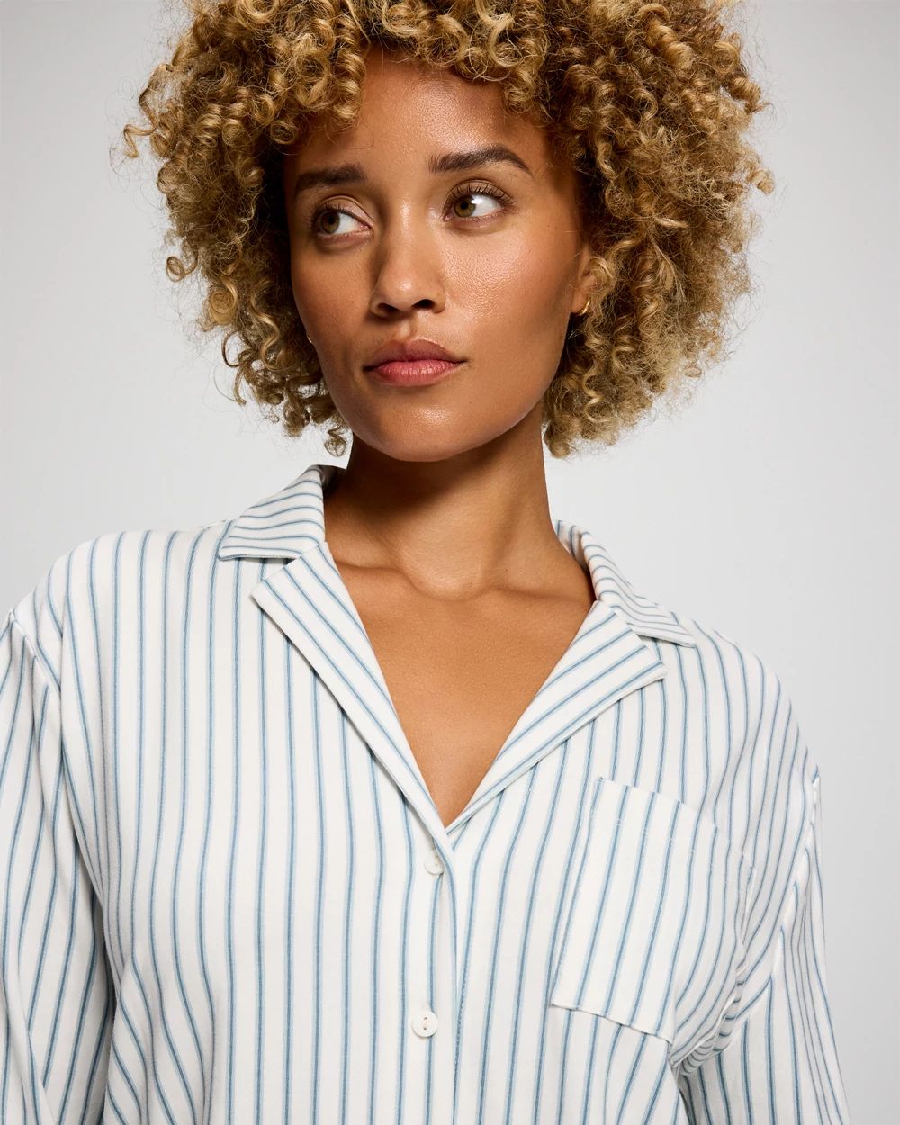 Long-Sleeve Notch Collar Pajama Top click to view larger image.
