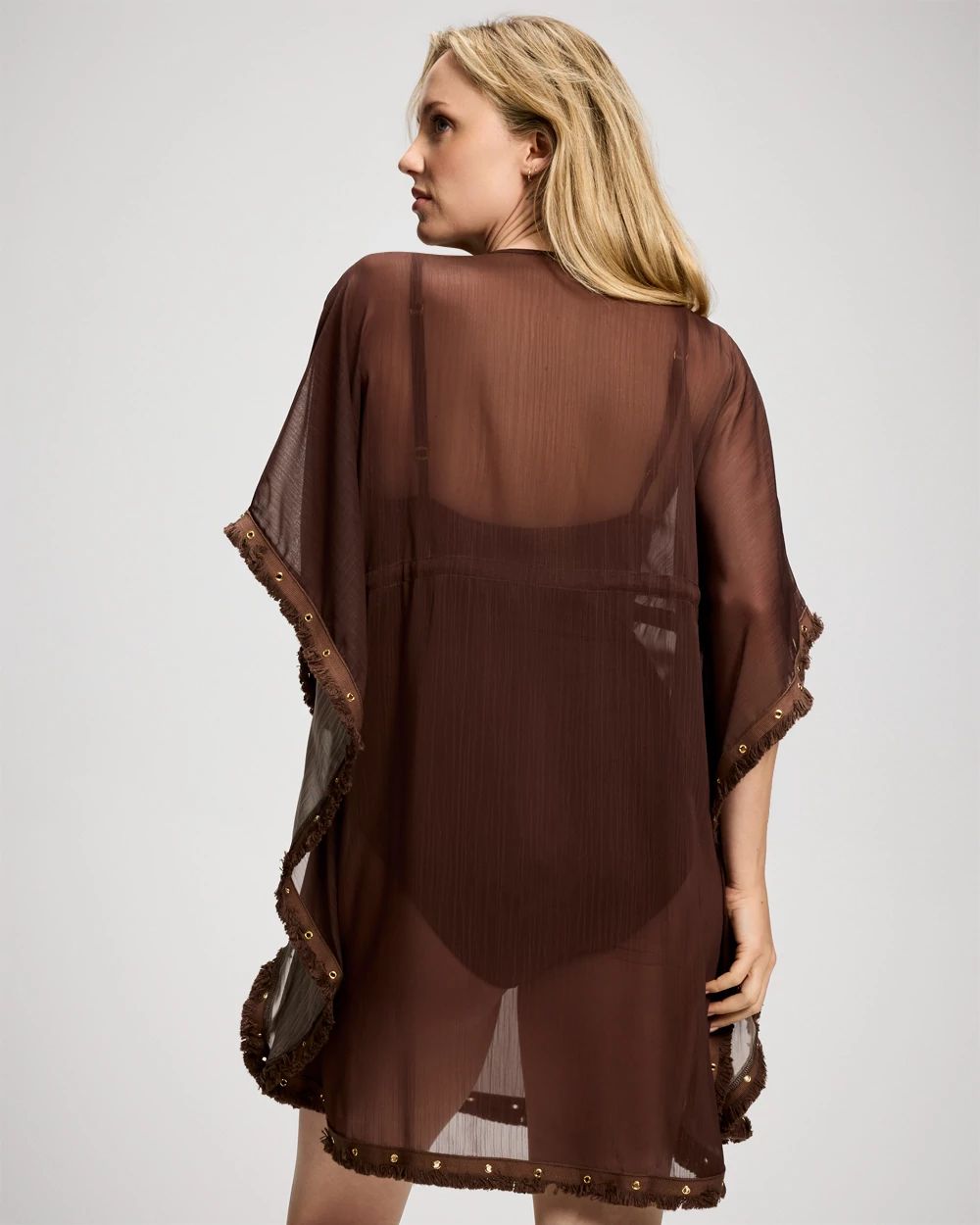 Fringe Benefits Chiffon Caftan Swim Cover-Up click to view larger image.