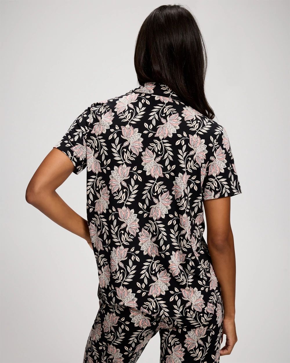 Cool Nights Short Sleeve Notch Collar Pajama Top