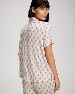 Short Sleeve Notch Collar Pajama Top click to view larger image.