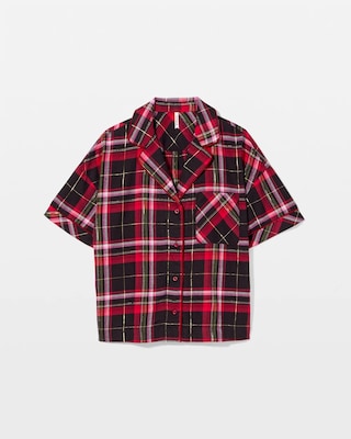 Short Sleeve Notch Collar Pajama Top click to view larger image.