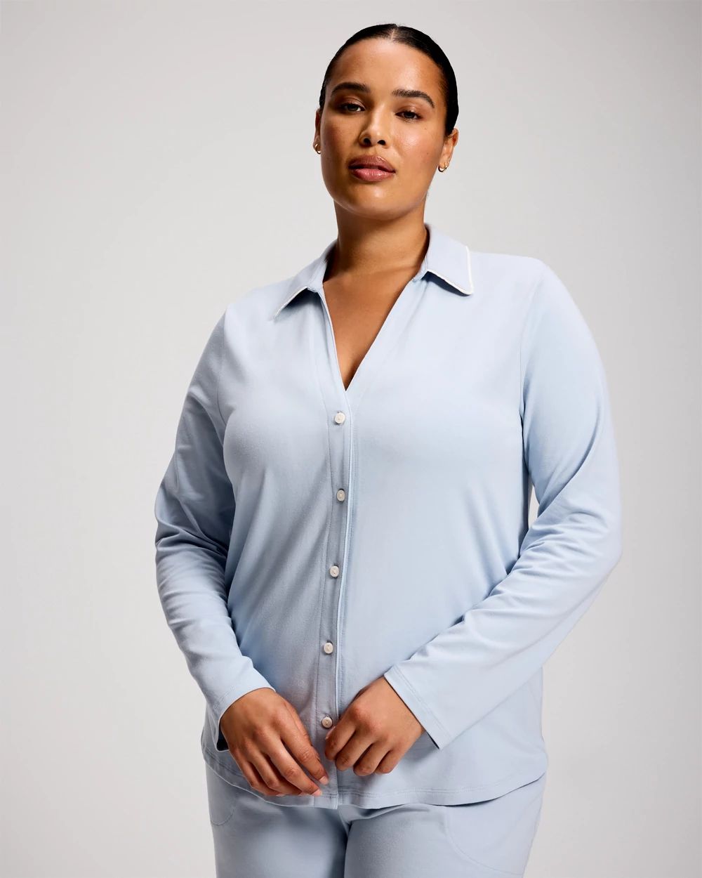 Embraceable Long-Sleeve Notch Collar Pajama Top