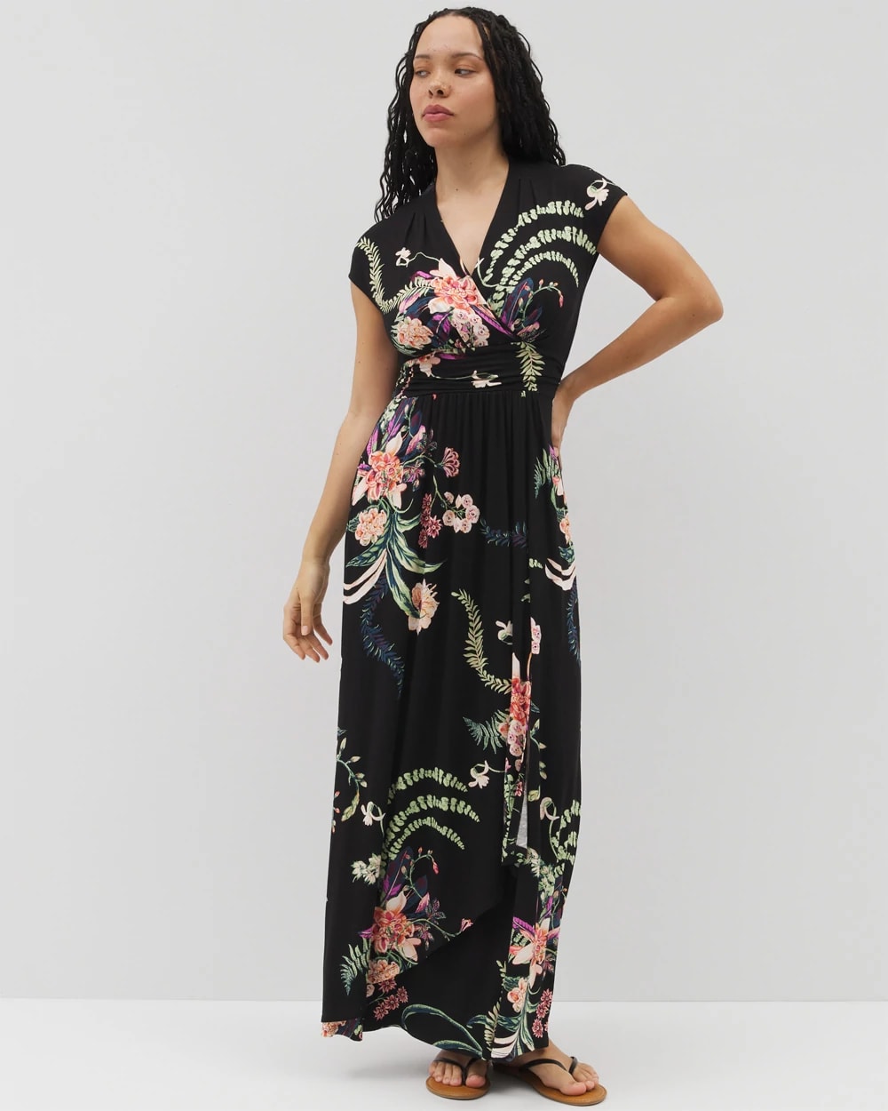 soma maxi dresses Women's Soft Jersey Twist-Front Halter Maxi Dress in Ivory size XL