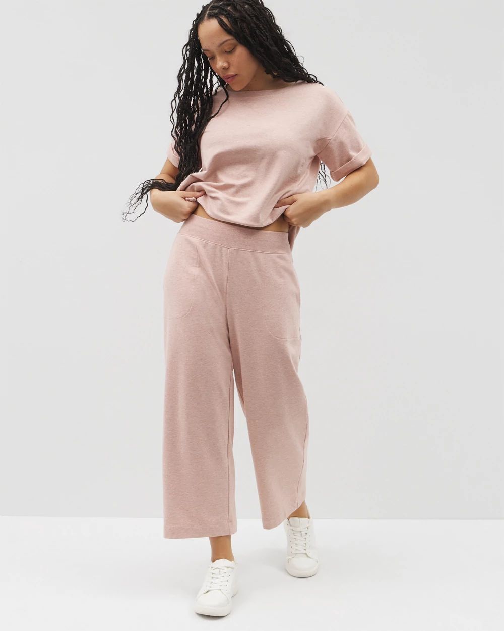 Essential Terry Wide Leg Crop Pant
