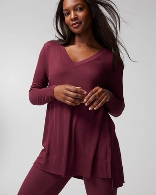 Long-Sleeve V-Neck Pajama Top