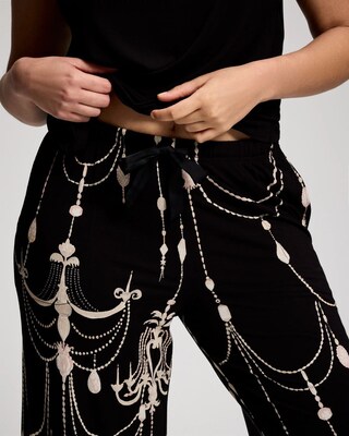 Satin Trim Wide-Leg Pajama Pants click to view larger image.