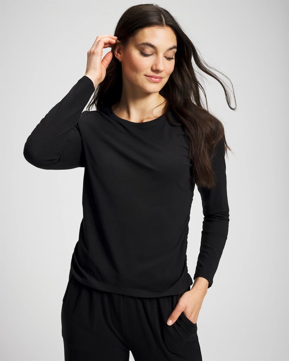 Ruched Long Sleeve Pajama Tee