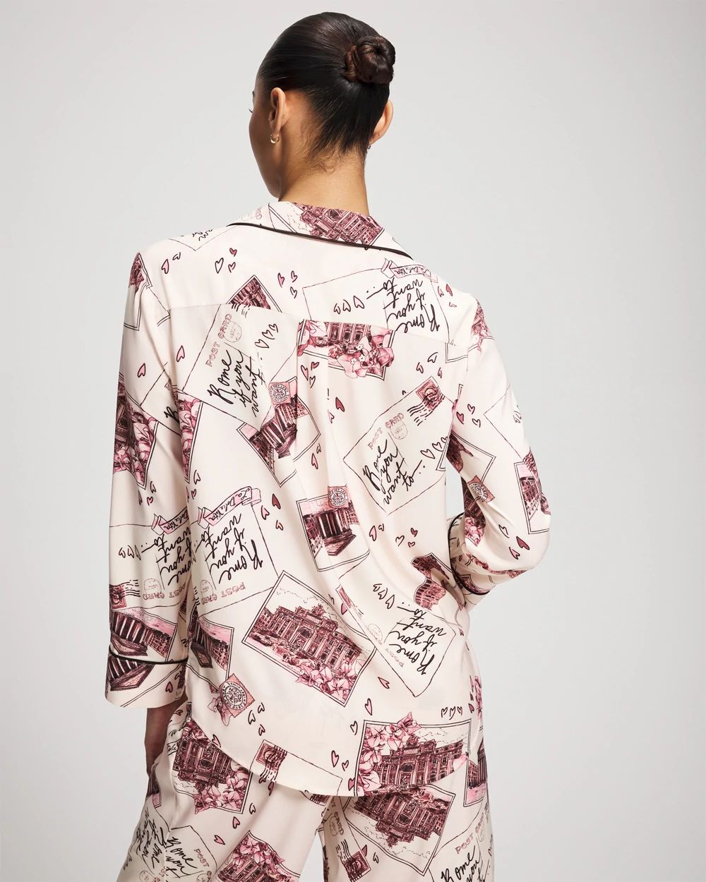 Long Sleeve Notch Collar Pajama Top click to view larger image.