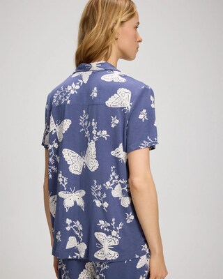 Short Sleeve Notch Collar Pajama Top click to view larger image.