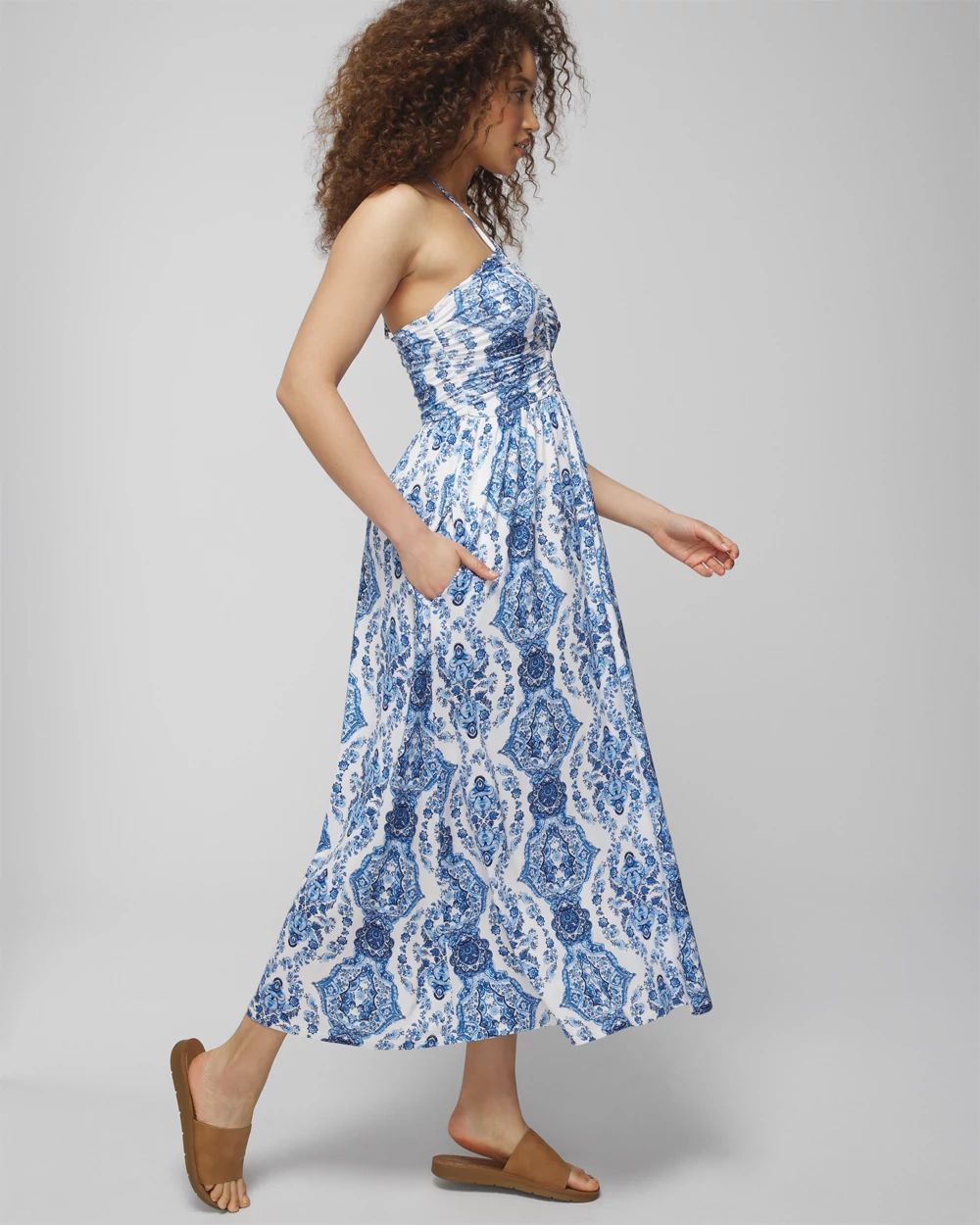 Halter Tie Midi Bra Dress click to view larger image.