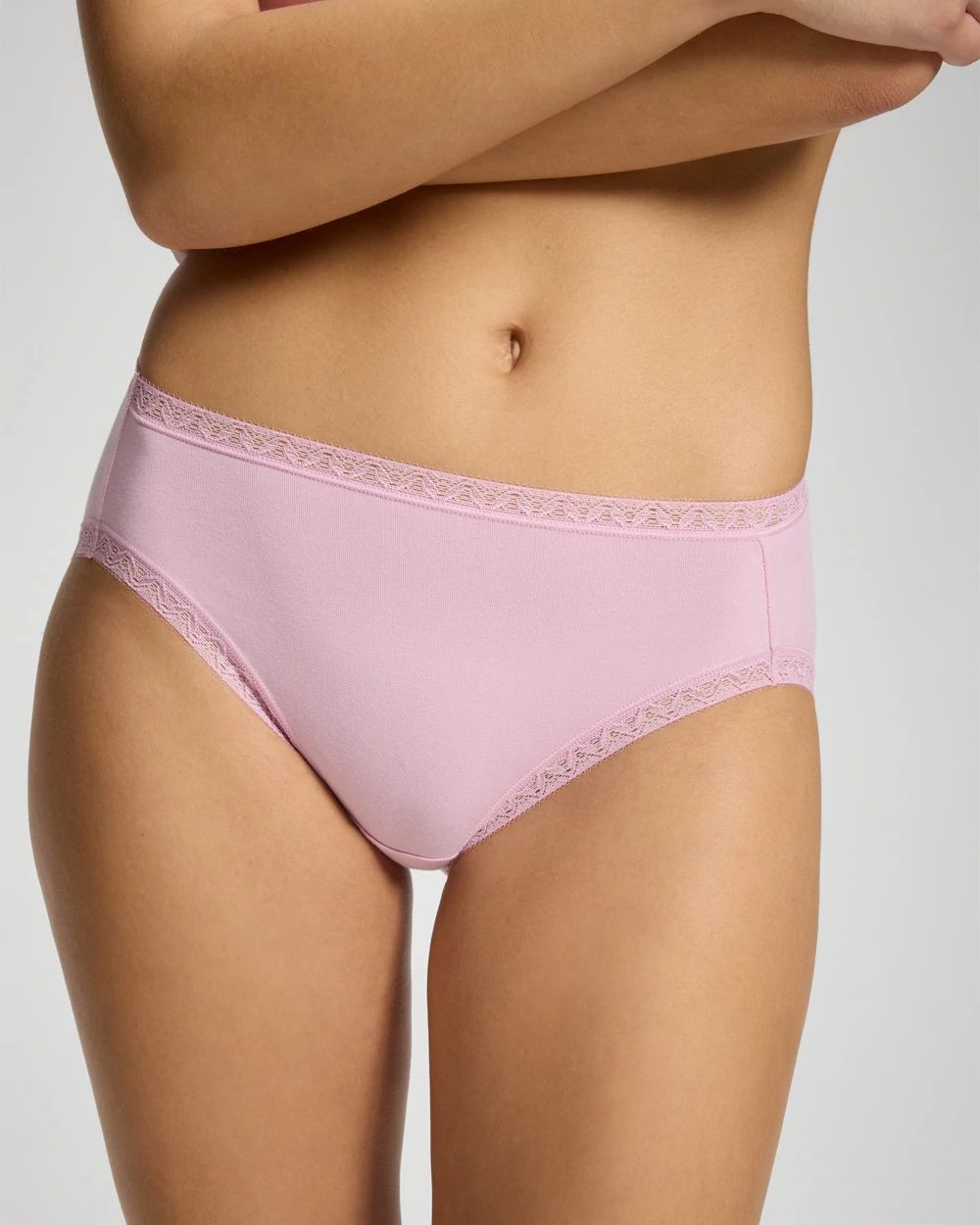 Cotton High-Leg Brief Panty with Lace Trim