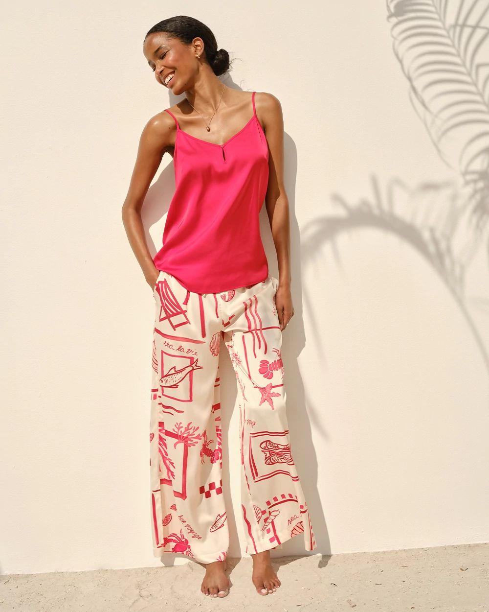 Satin Side Slit Pajama Pants