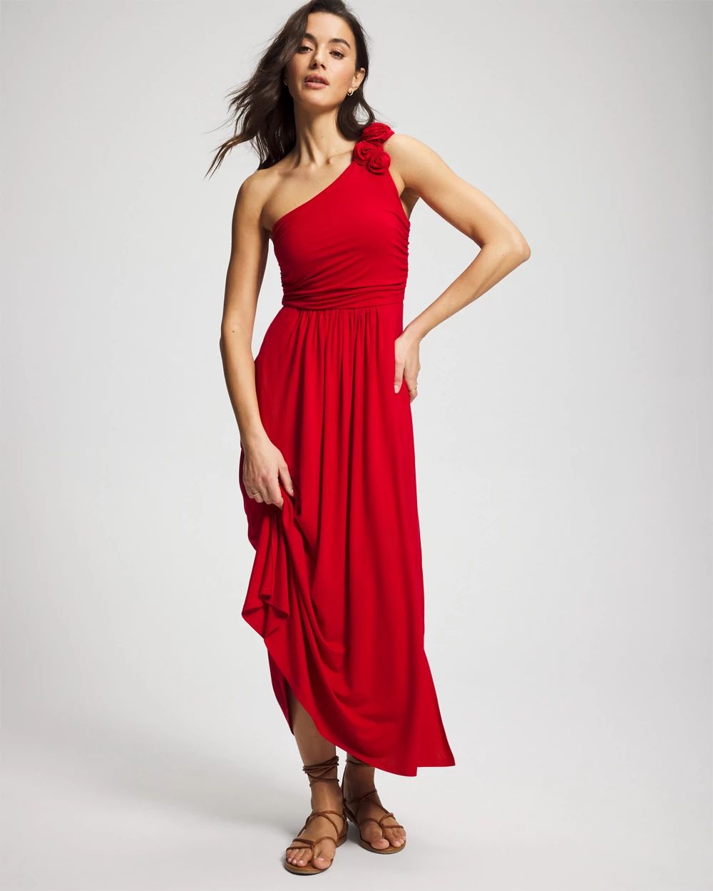 One-Shoulder Tiered Maxi Bra Dress