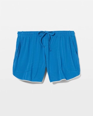 Solid Piped Pajama Shorts click to view larger image.