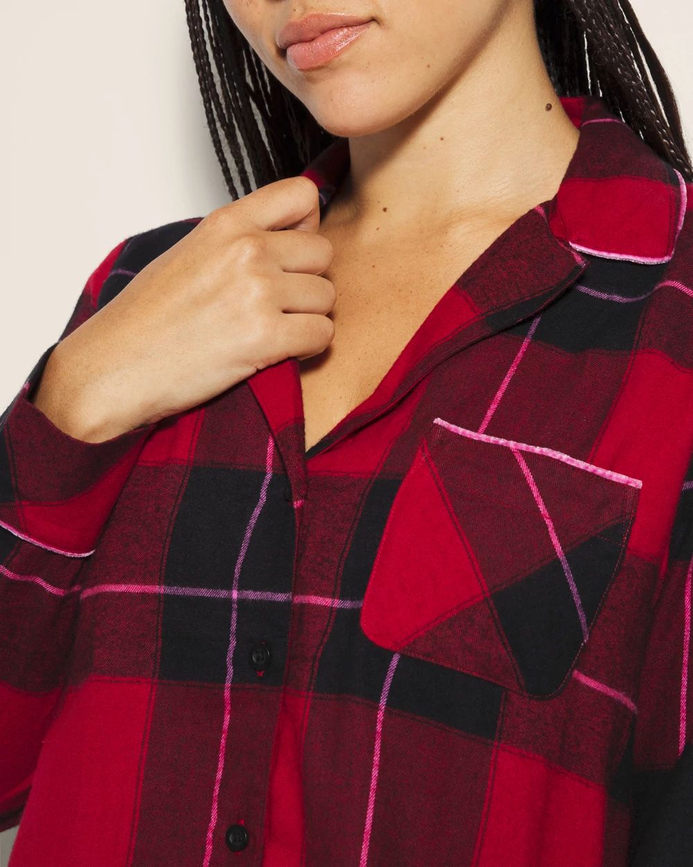 Super Soft Long-Sleeve Notch Collar Pajama Top click to view larger image.