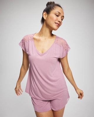 Short Sleeve Lace Pajama Tee click to view larger image.