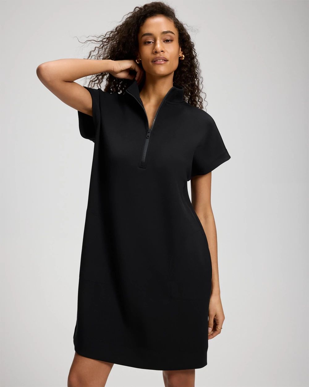 Modern Modal Quarter-Zip Short Sleeve Lounge Dress