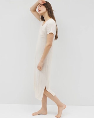 Slub Short Sleeve Long Sleepshirt click to view larger image.