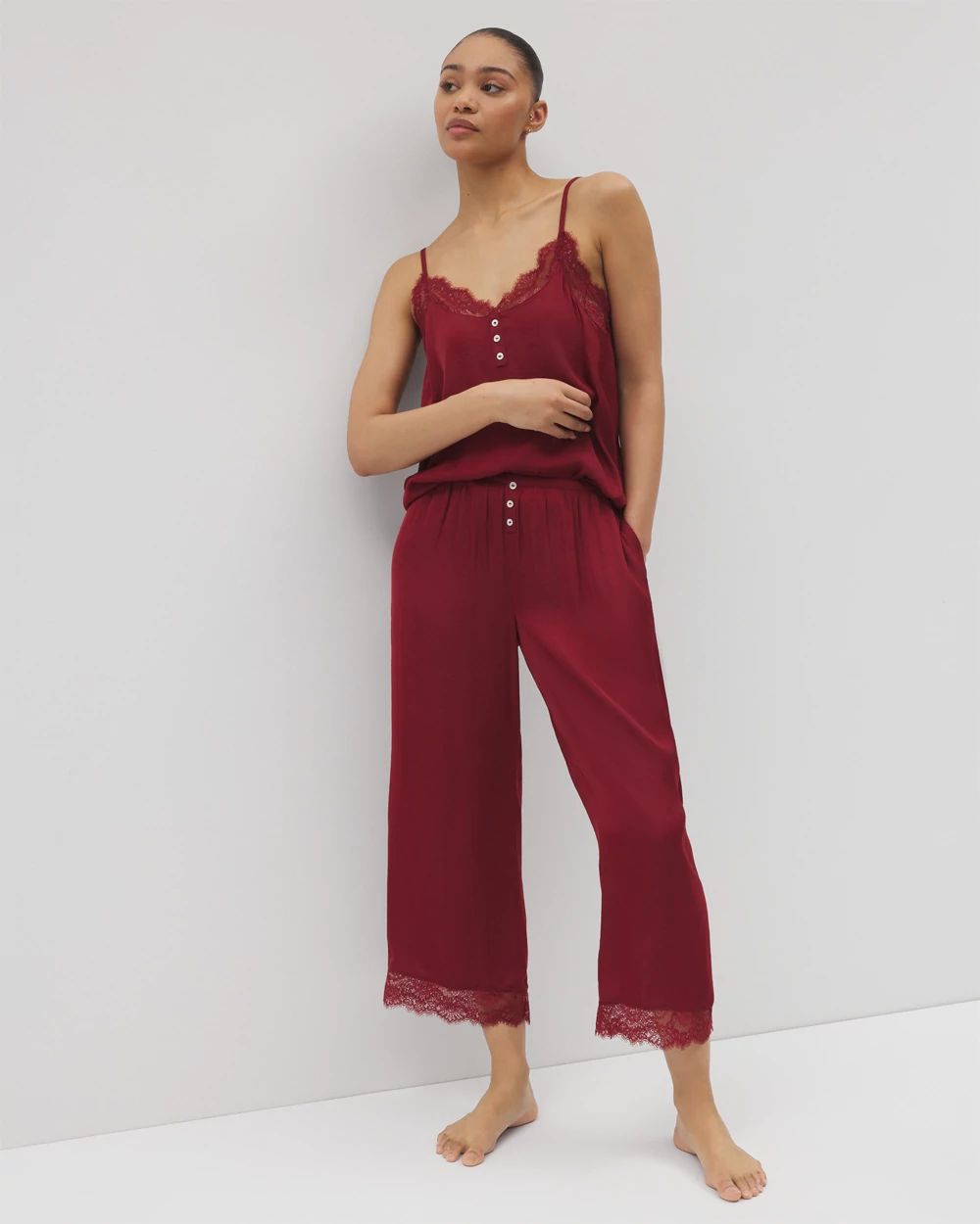 Lace Trim Crop Pajama Pant