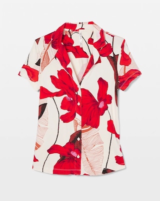 Short Sleeve Notch Collar Pajama Top click to view larger image.