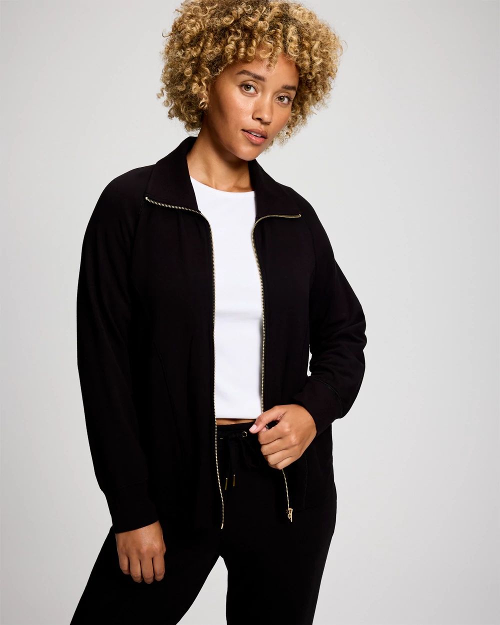Ultra Soft Jersey Funnel Neck Zip Jacket