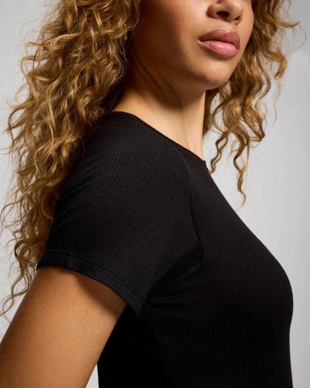 Lightweight Rib Knit Slim Fit Pajama Baby Tee click to view larger image.