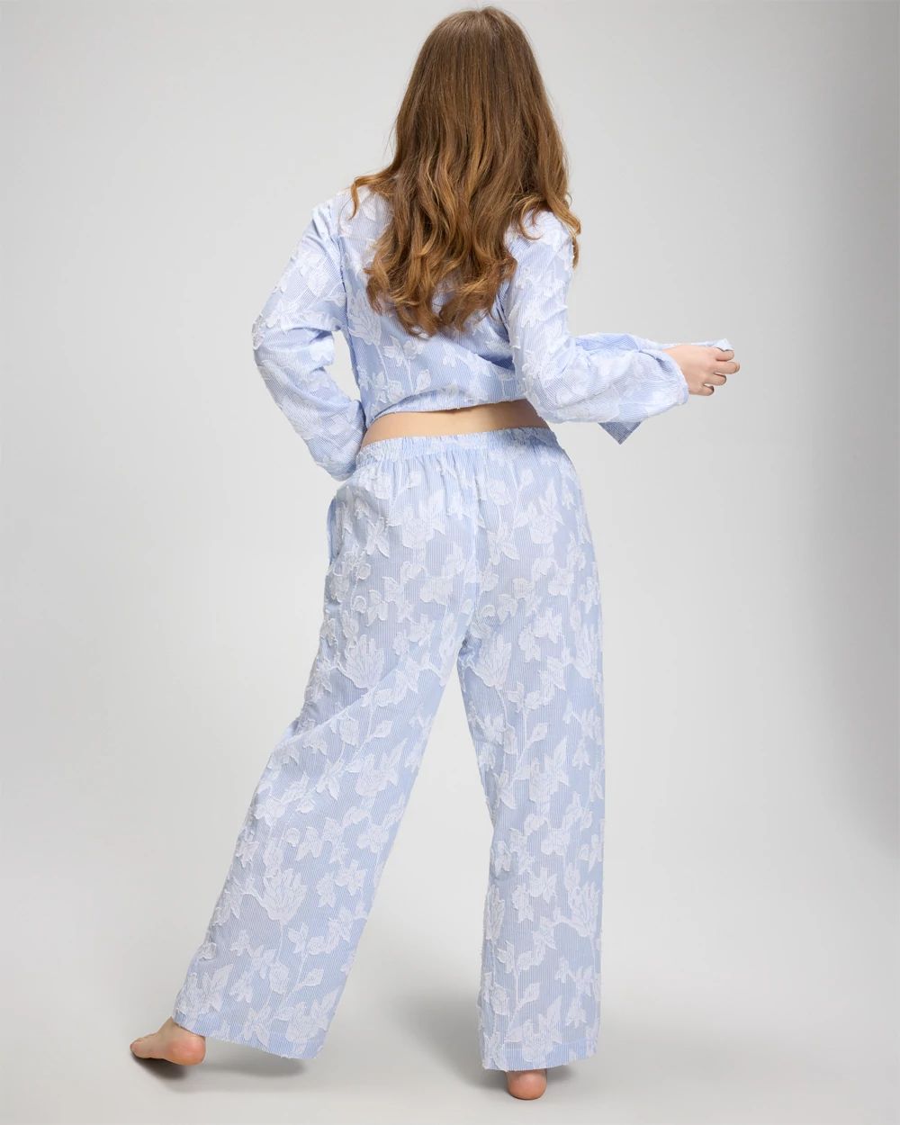 Cotton Striped Jacquard Pajama Pants click to view larger image.