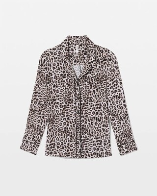 Long-Sleeve Printed Notch Collar Pajama Top click to view larger image.