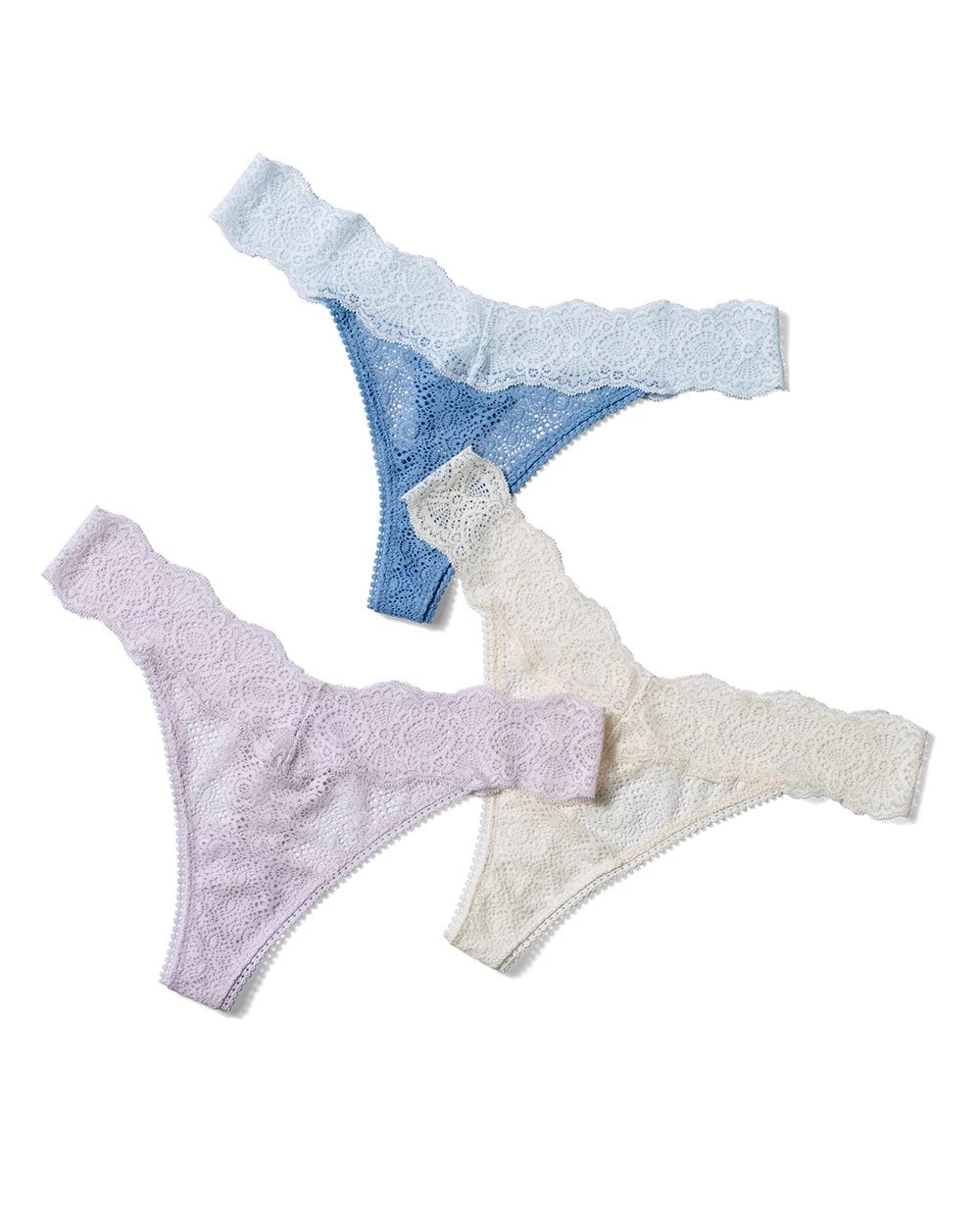 Allover Geo Lace Thong 3 Pack