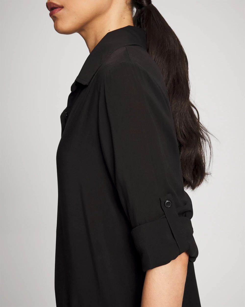 Beyond Control Solid Essentials Button Down Cover-Up Shirt