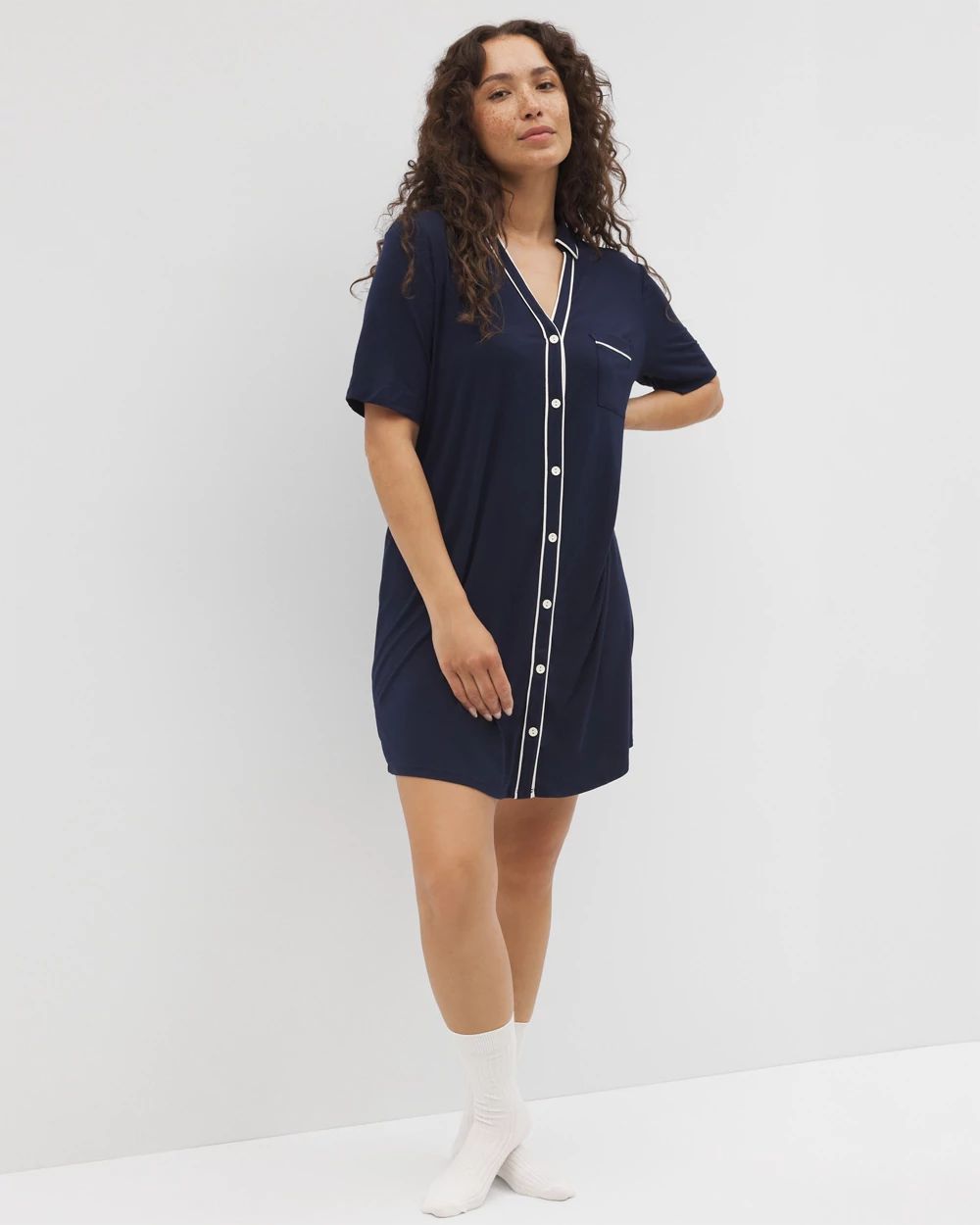 Cool Nights Button-Front Sleepshirt