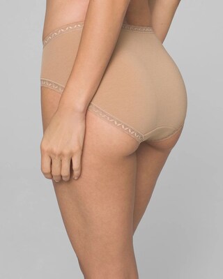 Cotton High-Leg Brief Panty with Lace Trim click to view larger image.
