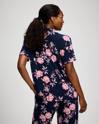 Short Sleeve Notch Collar Pajama Top click to view larger image.