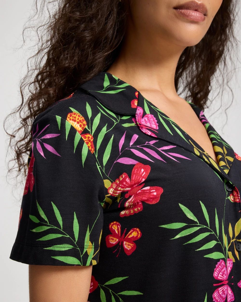 Cool Nights Short Sleeve Notch Collar Pajama Top